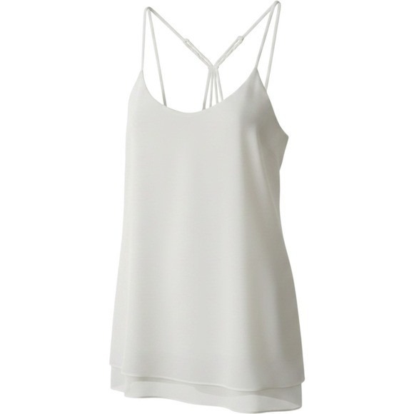 Naked Zebra Tops - Naked Zebra White Braided T-Back Double Layer Chiffon Camisole Tank Top Small